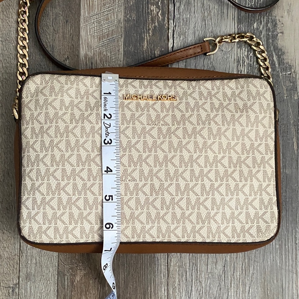 Michael Kors Tan and Cream Logo Crossbody Bag - Picture 8 of 16